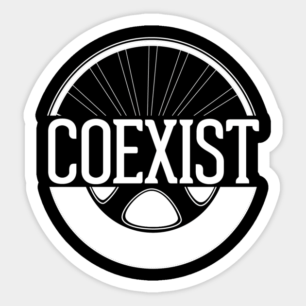 Coexist Wheel White Logo (Various Colors) Sticker by coexistcyclists
